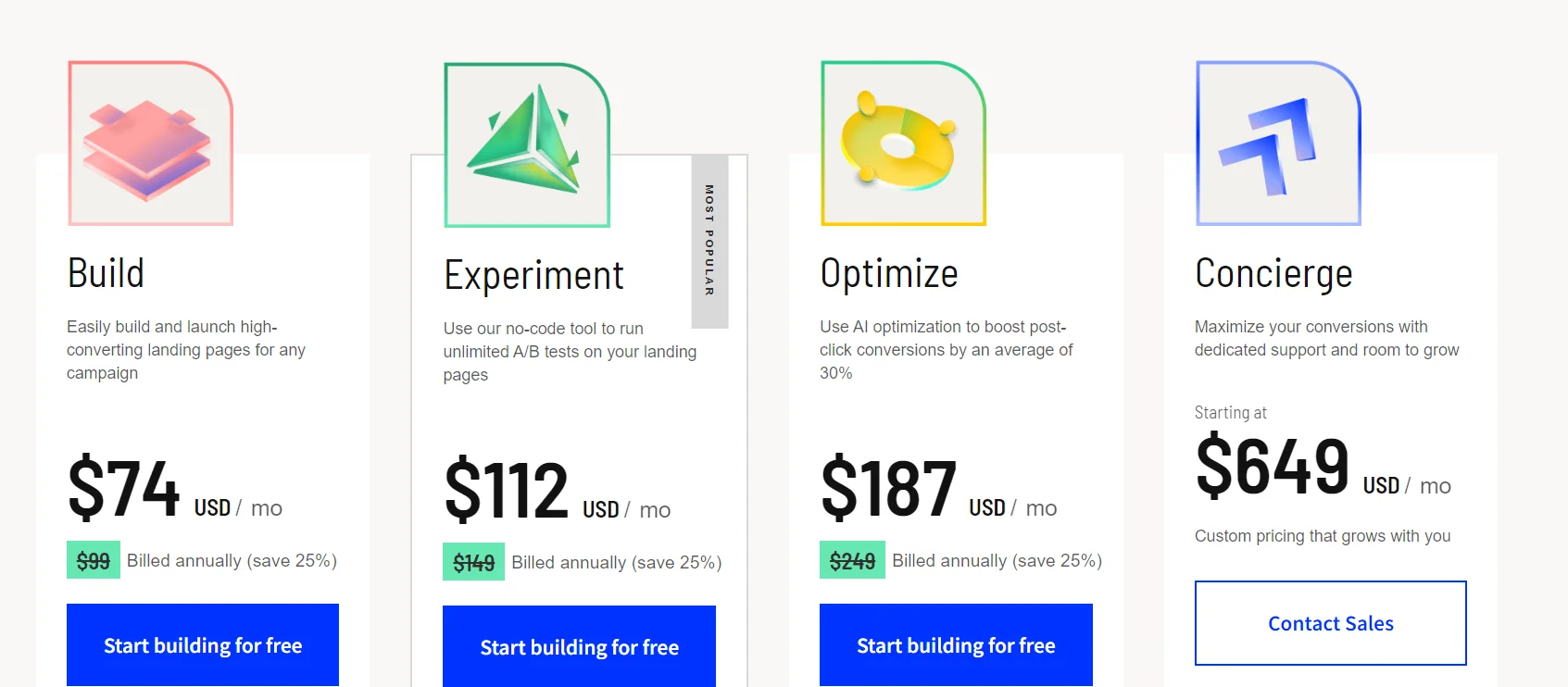 Unbounce Pricing Plans