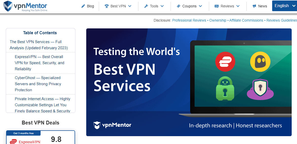vpnMentor Homepage