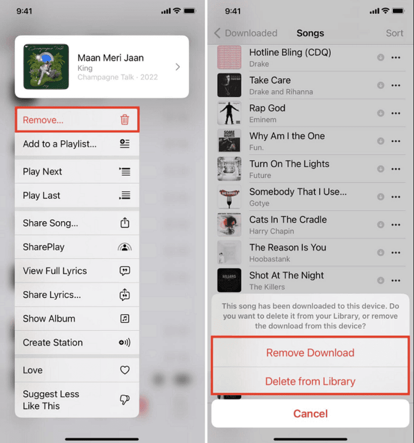 Eliminar música del iPhone