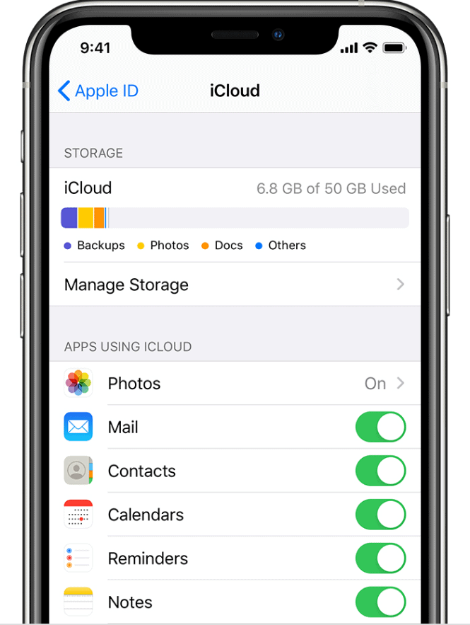 การจัดเก็บและการใช้งาน iCloud