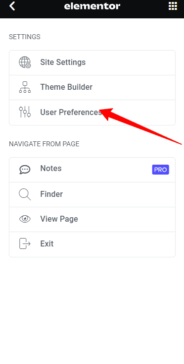 Choose user preferences on Elementor