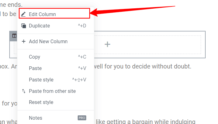 Edit columns in elementor