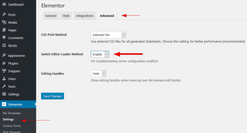 Elementor loader method