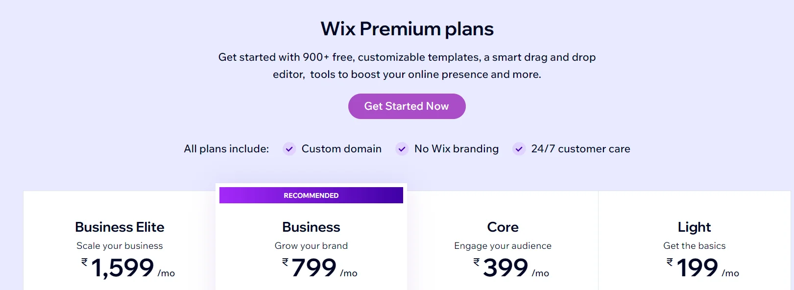 WIX pricing Plans