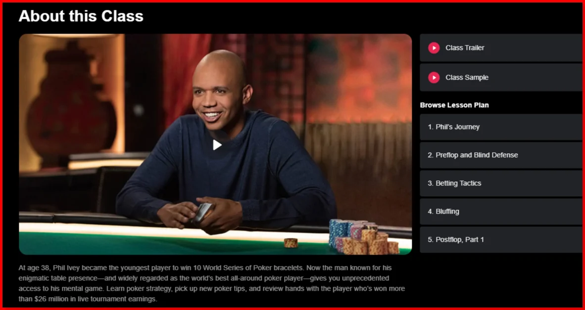 About Phil Ivey Masterclass