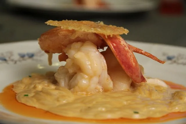 Butter-poached lobster with Macaroni and Cheese