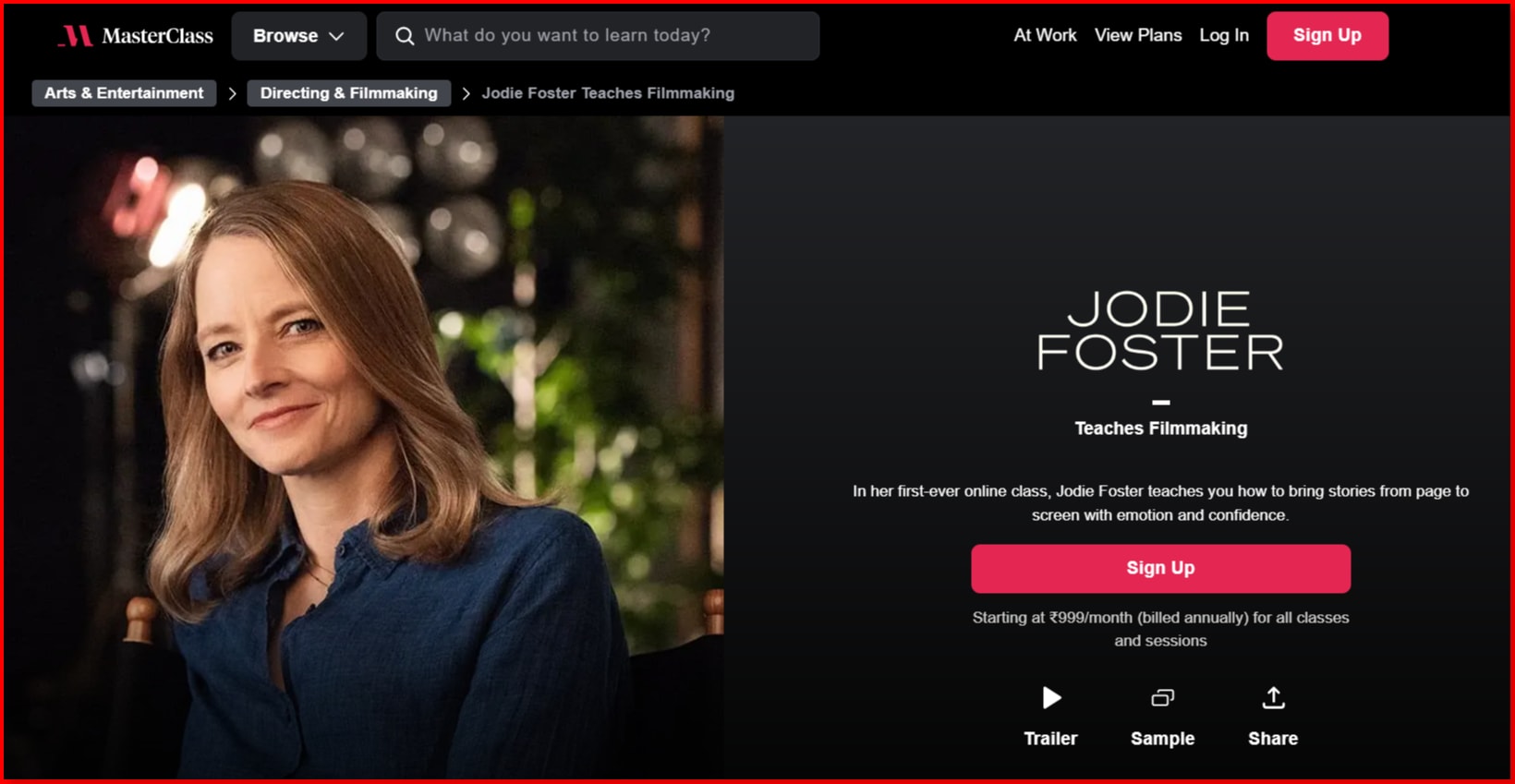 Jodie Foster Masterclass Overview